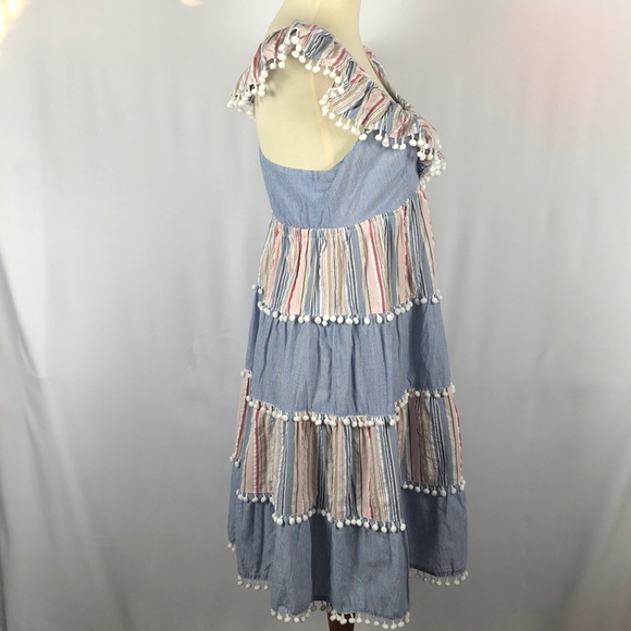 Romeo + Juliet Couture Cute Blue and White Ruffle Fringe Dress - Size Small - Picture 9 of 14